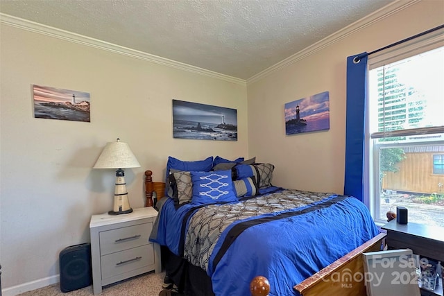 2449 Leonhardt Rd, Cherryville, NC 28021 - bedroom with a textured ceiling, ornamental molding, and carpet floors