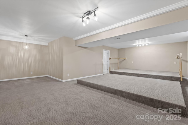 5916 Cashion Rd, Huntersville, NC 28078 - finished below grade area with carpet flooring, track lighting, and baseboards
