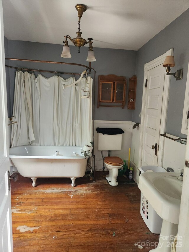 425 W Horah St, Salisbury, NC 28144 - bathroom with a freestanding tub, wood finished floors, a sink, and toilet