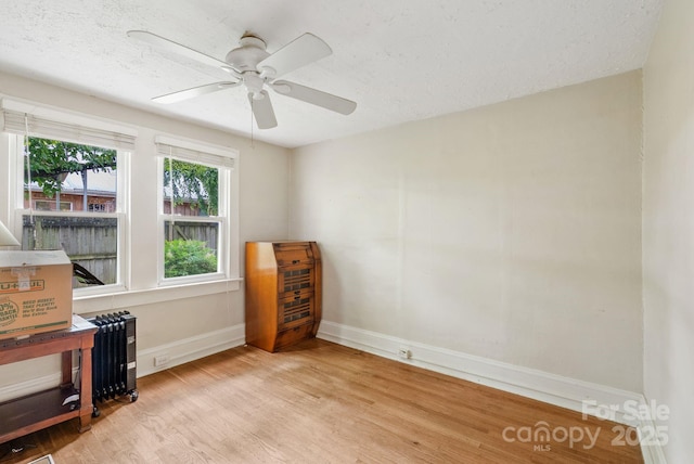 113 4th St, Black Mountain, NC 28711 - unfurnished office featuring light wood-style flooring, baseboards, ceiling fan, and a textured ceiling