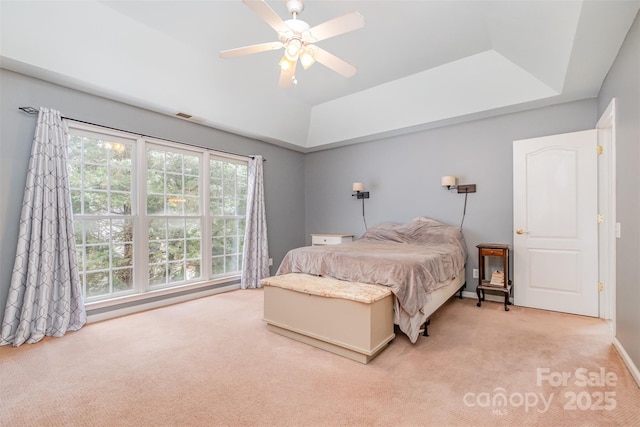 8219 Beardsley Dr, Charlotte, NC 28269 - bedroom with carpet flooring, ceiling fan, and lofted ceiling