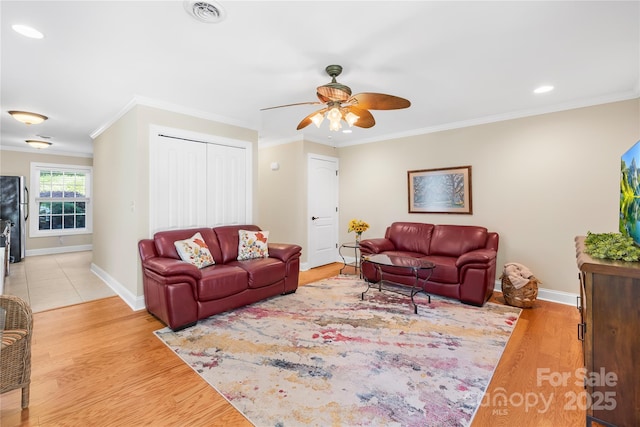 49009 Dockside Ln Unit D, Albemarle, NC 28001 - living room with ornamental molding, ceiling fan, light wood finished floors, and recessed lighting