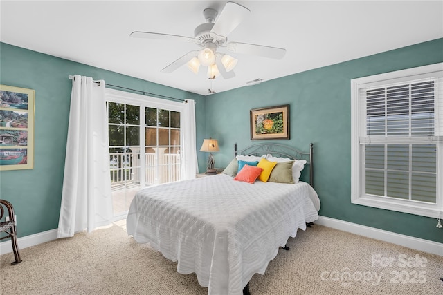 49009 Dockside Ln Unit D, Albemarle, NC 28001 - bedroom featuring access to exterior, carpet, and ceiling fan