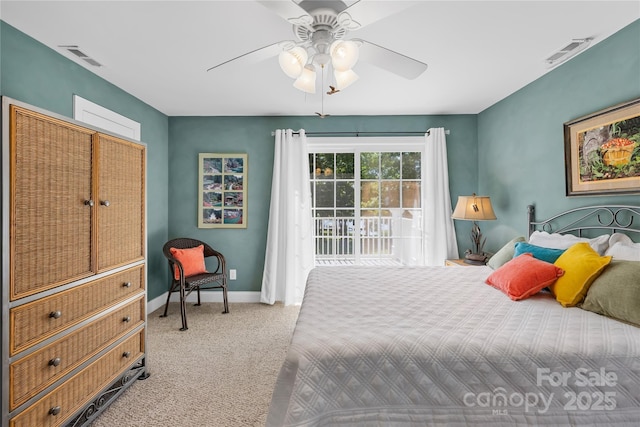 49009 Dockside Ln Unit D, Albemarle, NC 28001 - carpeted bedroom with access to exterior and a ceiling fan