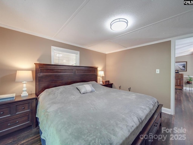 1989 White Oak Rd, Camden, SC 29020 - bedroom with dark wood-style floors, ornamental molding, and baseboards