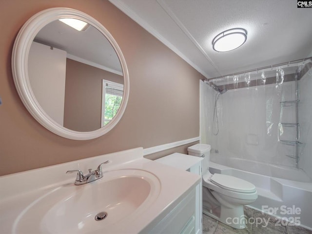 1989 White Oak Rd, Camden, SC 29020 - bathroom featuring toilet, vanity, shower / tub combo, and ornamental molding