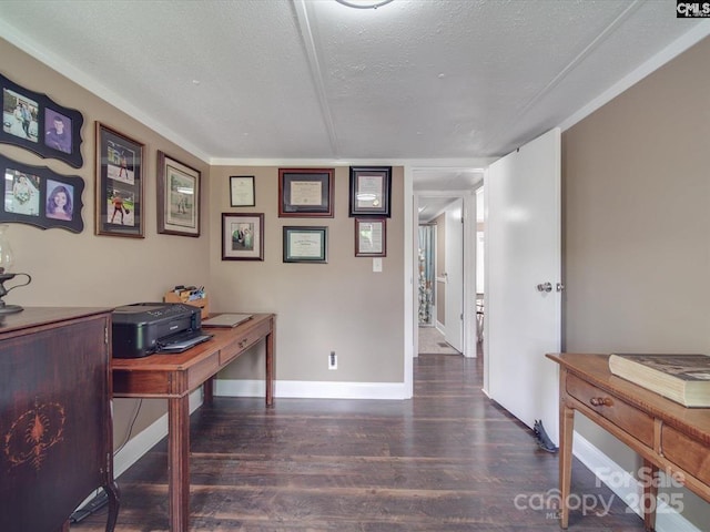 1989 White Oak Rd, Camden, SC 29020 - office featuring wood finished floors, a textured ceiling, and baseboards
