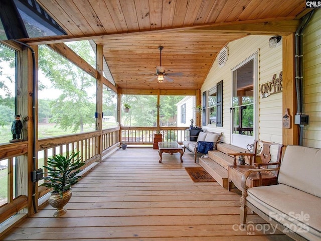 1989 White Oak Rd, Camden, SC 29020 - sunroom / solarium with a ceiling fan and vaulted ceiling