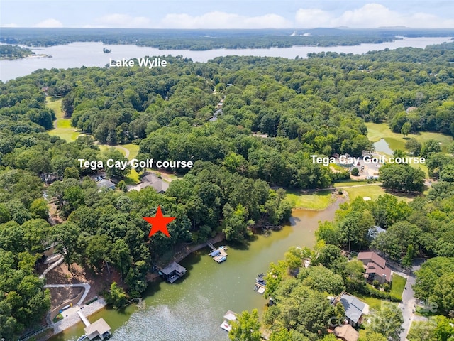 2004 Marquesas Ave, Tega Cay, SC 29708 - drone / aerial view of a nearby body of water and a heavily wooded area