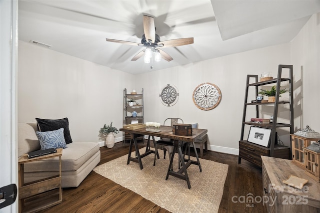 2004 Marquesas Ave, Tega Cay, SC 29708 - office with a ceiling fan and dark wood-type flooring