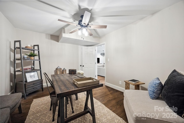 2004 Marquesas Ave, Tega Cay, SC 29708 - home office with a ceiling fan and dark wood-style flooring