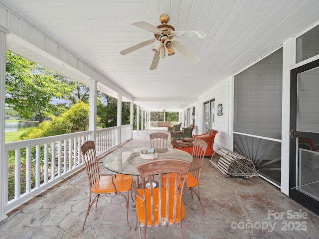2442 Singleton Pt Unit 67, Liberty Hill, SC 29074 - view of patio / terrace featuring an outdoor living space, ceiling fan, and a water view