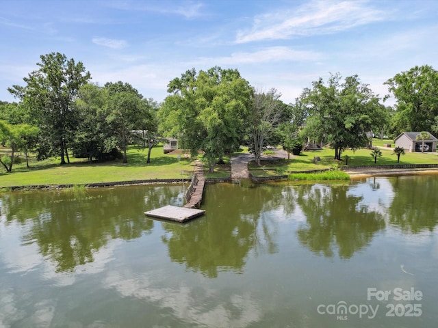 2442 Singleton Pt Unit 67, Liberty Hill, SC 29074 - dock featuring a water view, a yard, and view of wooded area