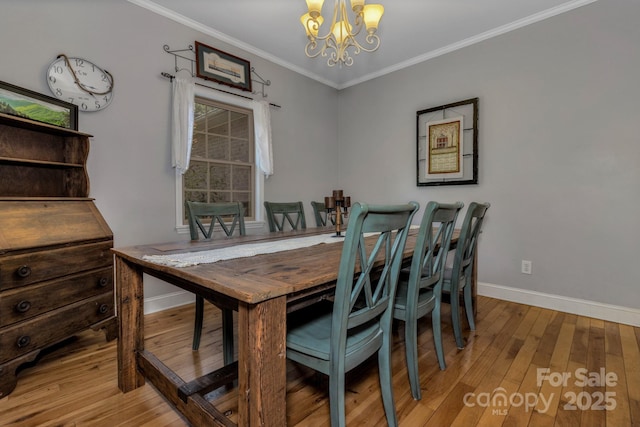 2790 Twin Oaks Dr, Morganton, NC 28655 - dining room featuring a chandelier, hardwood / wood-style floors, and ornamental molding