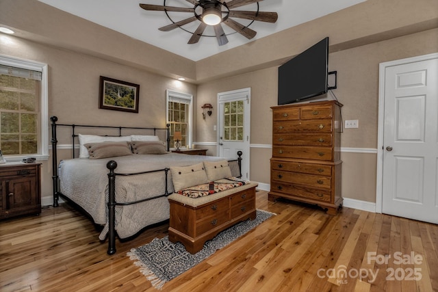 2790 Twin Oaks Dr, Morganton, NC 28655 - bedroom with wood-type flooring and a ceiling fan
