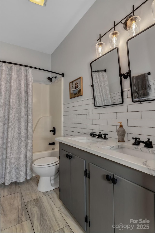 2790 Twin Oaks Dr, Morganton, NC 28655 - full bathroom with double vanity and shower / bath combo with shower curtain