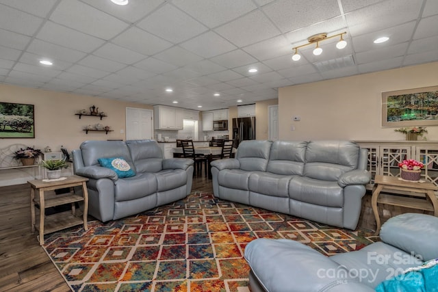 2790 Twin Oaks Dr, Morganton, NC 28655 - living area with a paneled ceiling, wood finished floors, and recessed lighting
