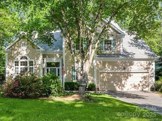 3415 Crescent Knoll Dr, Matthews, NC 28105 - view of property hidden behind natural elements featuring a front lawn and concrete driveway