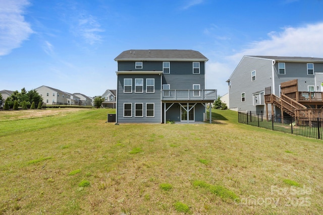 207 Welcombe St, Mooresville, NC 28115 - back of house with a deck, a residential view, stairs, and central AC