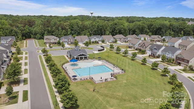 207 Welcombe St, Mooresville, NC 28115 - aerial view of residential area featuring a pool and a forest