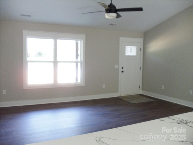 1802 Cooper Ave, Kannapolis, NC 28081 - entrance foyer with ceiling fan, baseboards, and wood finished floors