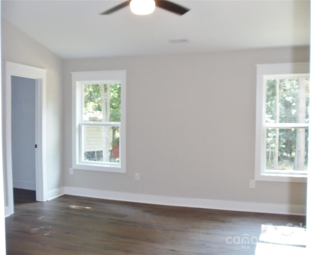 1802 Cooper Ave, Kannapolis, NC 28081 - spare room featuring ceiling fan, dark wood-style floors, and baseboards