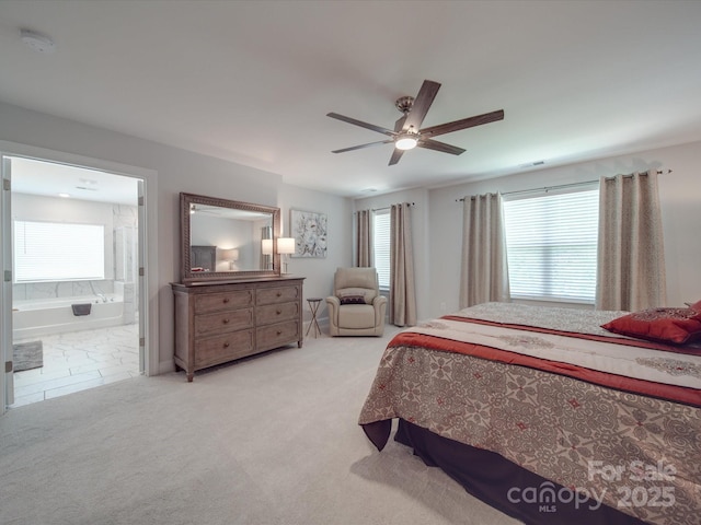 647 R L Stowe Rd, Belmont, NC 28012 - bedroom with carpet flooring, ensuite bath, and ceiling fan