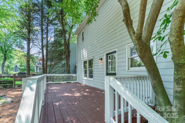 9513 Saddle Run Trl, Charlotte, NC 28269 - view of wooden deck