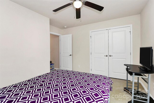 7434 Dover Mill Ln SW, Concord, NC 28025 - carpeted bedroom with a closet and ceiling fan