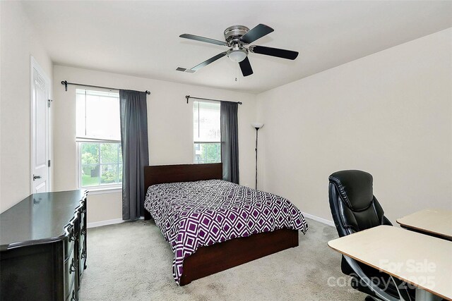 7434 Dover Mill Ln SW, Concord, NC 28025 - bedroom featuring carpet flooring, baseboards, ceiling fan, and a desk