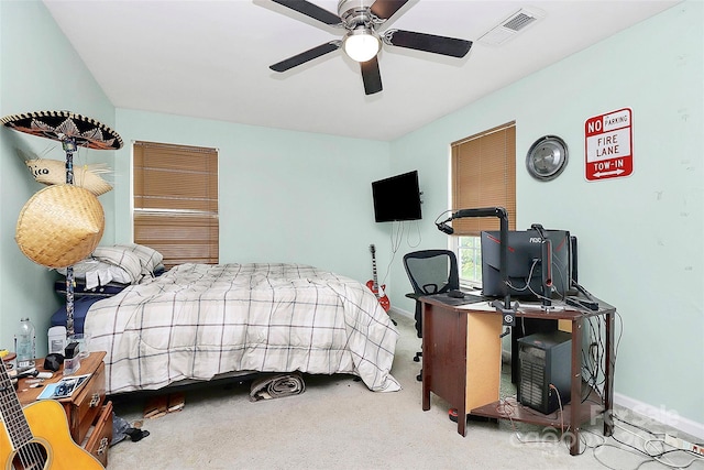 7434 Dover Mill Ln SW, Concord, NC 28025 - bedroom with carpet floors, baseboards, a desk, and a ceiling fan