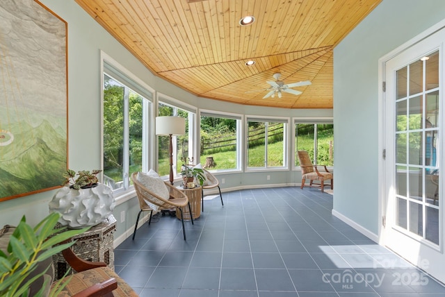 20 Pickens Ln, Weaverville, NC 28787 - sunroom / solarium featuring wooden ceiling, baseboards, healthy amount of natural light, lofted ceiling, and recessed lighting