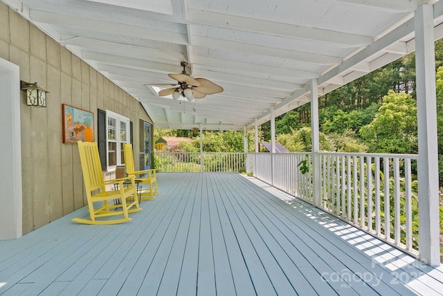 20 Pickens Ln, Weaverville, NC 28787 - wooden porch with ceiling fan