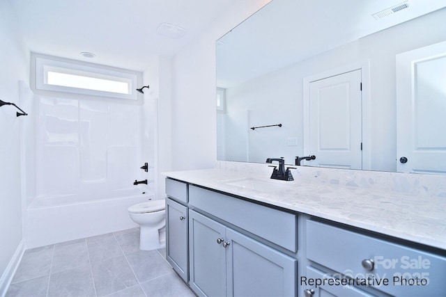 4178 Millstream Rd, Denver, NC 28037 - full bath featuring toilet, vanity, shower / washtub combination, and tile patterned floors