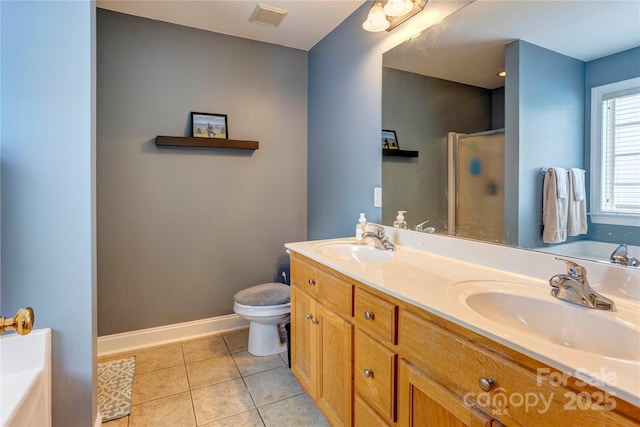 1209 Danielle Downs Ct SE, Concord, NC 28025 - full bathroom with a garden tub, a stall shower, toilet, and double vanity