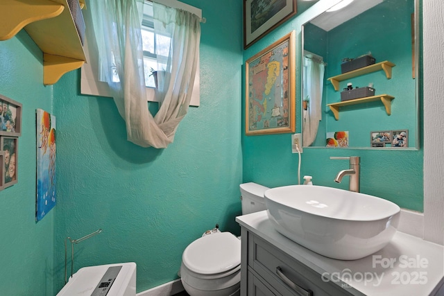 32 Roberts St, Fletcher, NC 28732 - half bath with toilet, vanity, and a textured wall