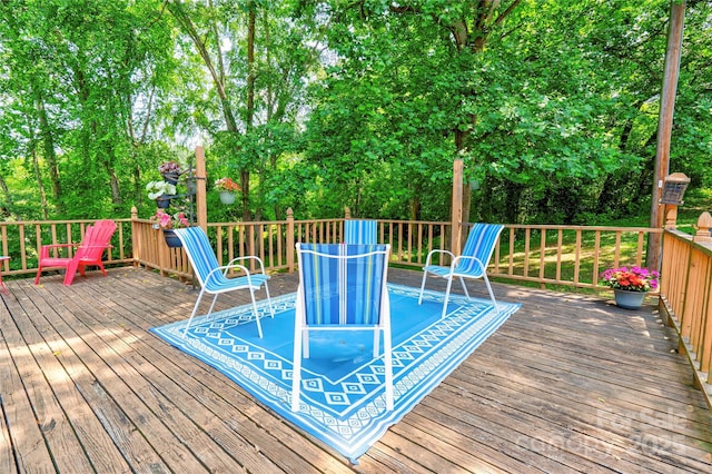 3043 Charles Rd, Shelby, NC 28152 - wooden deck with view of wooded area