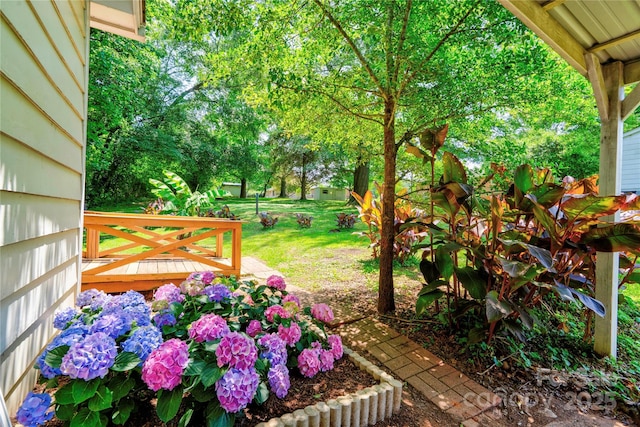 3043 Charles Rd, Shelby, NC 28152 - view of grassy yard with a deck