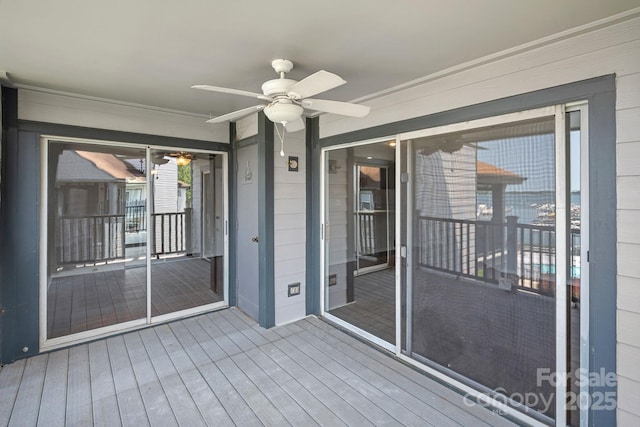 18853 Vineyard Point Ln, Cornelius, NC 28031 - wooden terrace featuring ceiling fan