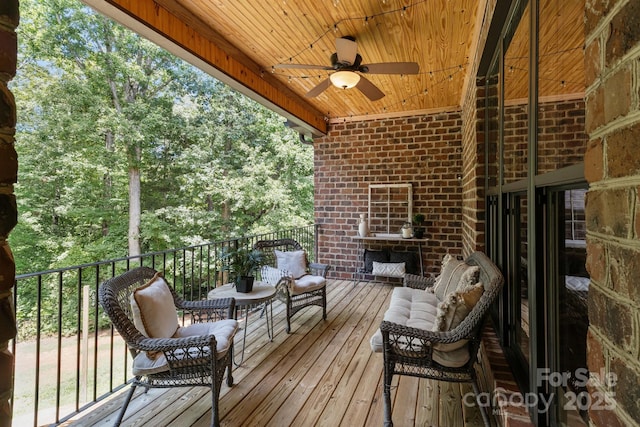 2341 Shiny Leaf Dr, Denver, NC 28037 - wooden terrace featuring ceiling fan