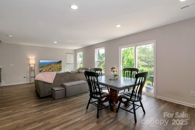 3305 Rian Dr, Lenoir, NC 28645 - dining space with dark wood-style floors, baseboards, and recessed lighting
