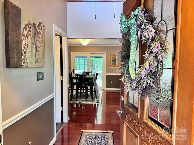 67 Cliffview Dr, Asheville, NC 28803 - foyer entrance featuring crown molding, wood finished floors, and baseboards
