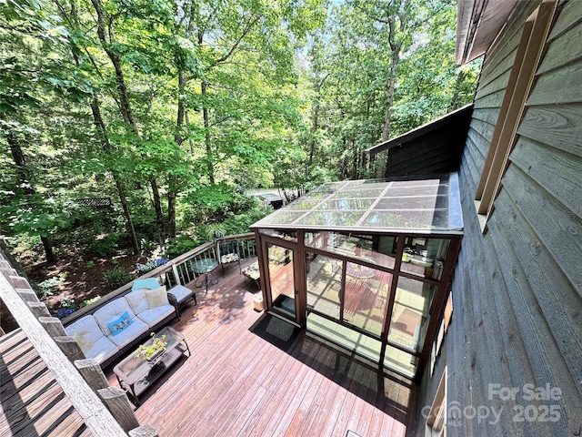 67 Cliffview Dr, Asheville, NC 28803 - wooden terrace featuring a view of trees