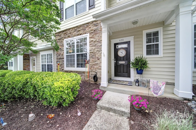 635 Brickdust Ct, Fort Mill, SC 29708 - property entrance featuring stone siding