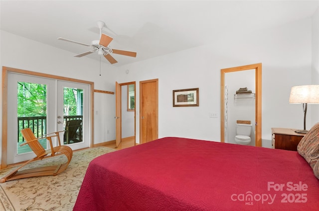 608 Brandywine Rd, Waynesville, NC 28786 - bedroom featuring access to outside, french doors, connected bathroom, and baseboards