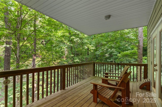 608 Brandywine Rd, Waynesville, NC 28786 - wooden deck with a forest view