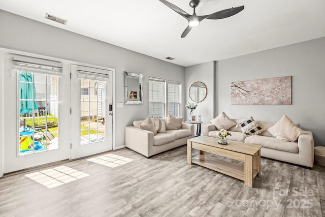 7881 Mariners Pointe Cir, Denver, NC 28037 - living area with wood finished floors and a ceiling fan