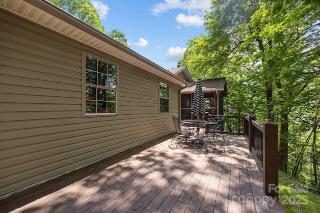 110 Spring Path, Hendersonville, NC 28739 - wooden deck featuring outdoor dining area