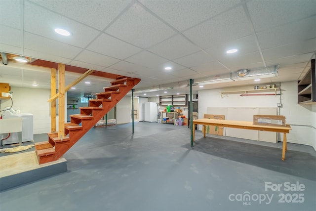 191 Rolling Green Dr, Sylva, NC 28779 - basement with washer / dryer, stairway, and recessed lighting