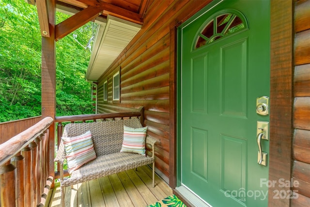 938 Trickle Creek Rd, Waynesville, NC 28785 - doorway to property featuring log veneer siding